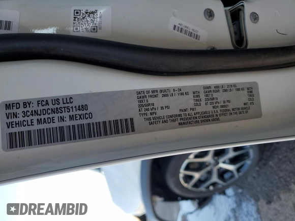 2025 Jeep Compass Limited with VIN 3C4NJDCN8ST511480, listed as a Copart auction lot 60254565 with 17,277 mi miles and Salvage title. Bid and sale history available at DreamBid. Image 13.