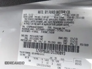 2013 Ford Mustang V6 with VIN 1ZVBP8AM1D5280893, listed as a IAAI auction lot 41951527 with 43,623 mi miles. Bid and sale history available at carsss.com. Image 9.