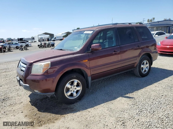 2007 Honda Pilot EX with VIN 5FNYF28497B041940, listed as a Copart auction lot 53581635 with 221,572 mi miles and Clean Title. Bid and sale history available at carsss.com. Image 1.