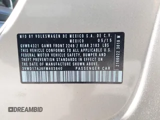 2015 Volkswagen Jetta SE с VIN 3VWD17AJ6FM403840, выставлен на аукционе IAAI как лот 42309745 с пробегом 118 588 миль миль и . История ставок и продаж доступна на DreamBid. Изображение 9.