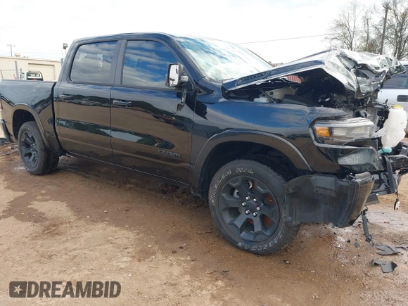 2025 Ram 1500 Big Horn with VIN 1C6SRFFP4SN560753, listed as a IAAI auction lot 41143013 with 1 mi miles. Bid and sale history available at carsss.com. Image 1.