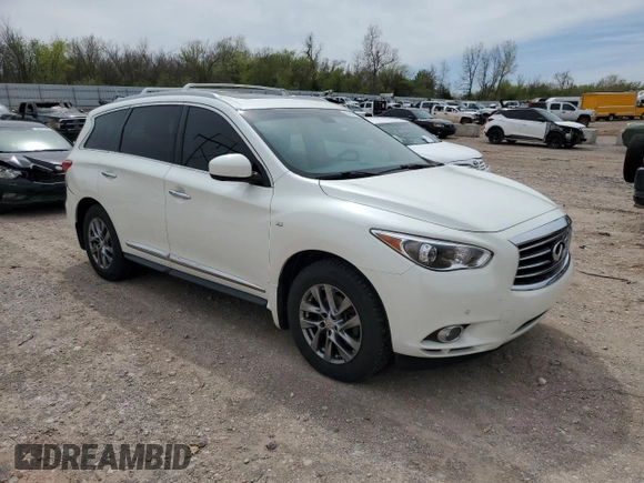 2015 Infiniti QX60 with VIN 5N1AL0MM5FC550158, listed as a Copart auction lot 50143745 with 142,543 mi miles and Salvage title. Bid and sale history available at DreamBid. Image 4.