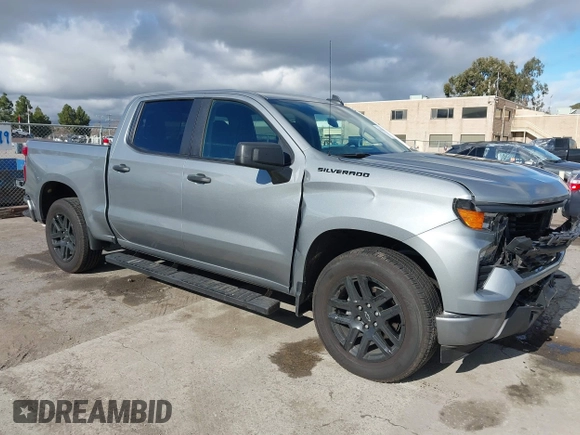 2024 Chevrolet Silverado 1500 Custom with VIN 1GCPABEK7RZ239913, listed as a IAAI auction lot 41631620 with 6,048 mi miles and . Bid and sale history available at DreamBid. Image 1.