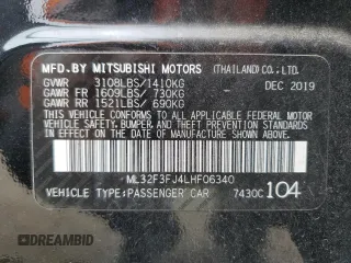2020 Mitsubishi Mirage ES with VIN ML32F3FJ4LHF06340, listed as a Copart auction lot 60728815 with 52,985 mi miles and Salvage title. Bid and sale history available at DreamBid. Image 13.