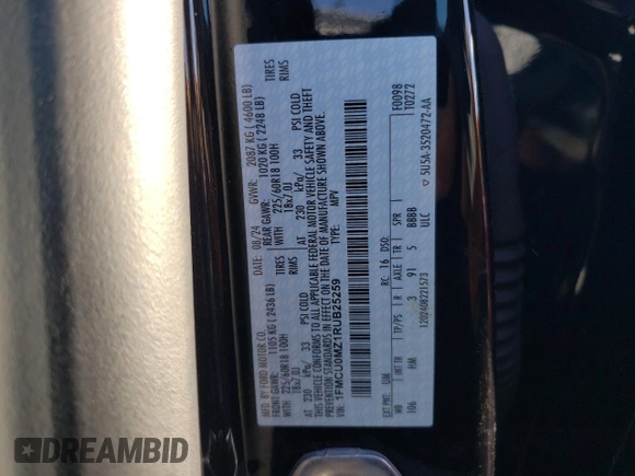 2024 Ford Escape ST-Line with VIN 1FMCU0MZ1RUB25259, listed as a Copart auction lot 83403674 with 4,006 mi miles and Salvage Title. Bid and sale history available at DreamBid. Image 13.