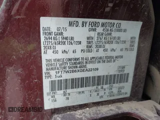 2016 Ford F-250 Lariat with VIN 1FT7W2B6XGEA22109, listed as a IAAI auction lot 42509996 with 104,541 mi miles and . Bid and sale history available at DreamBid. Image 9.