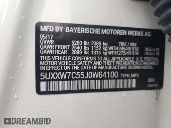 2018 BMW X4 M40i with VIN 5UXXW7C55J0W64100, listed as a Copart auction lot 64945913 with 0 mi miles. Bid and sale history available at carsss.com. Image 15.
