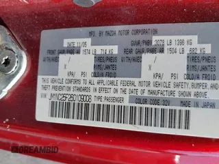 2006 Mazda MX-5 Miata Sport z VIN JM1NC25F260109008, wystawiony jako IAAI lot #42467176 z przebiegiem 139 839 mil mil oraz . Historia ofert i sprzedaży dostępna na DreamBid. Obrazek 9.