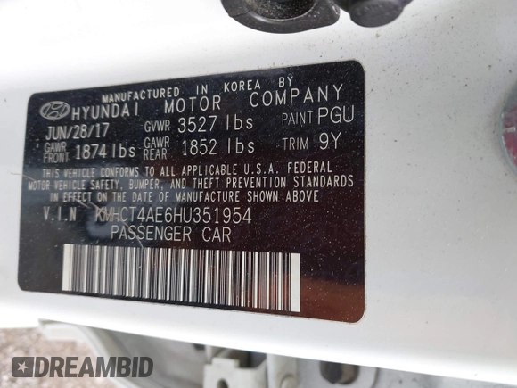 2017 Hyundai Accent SE with VIN KMHCT4AE6HU351954, listed as a IAAI auction lot 41999838 with 111,850 mi miles and . Bid and sale history available at carsss.com. Image 9.