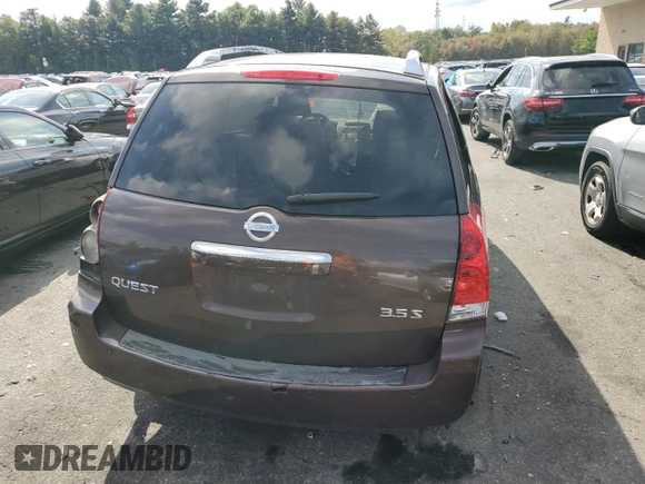 2007 Nissan Quest S with VIN 5N1BV28U67N123369, listed as a Copart auction lot 73478264 with 0 mi miles and Salvage Title. Bid and sale history available at carsss.com. Image 6.