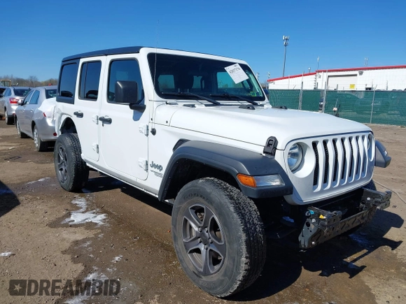 2018 Jeep Wrangler Unlimited Sport S z VIN 1C4HJXDG8JW117341, wystawiony jako IAAI lot #42037176 z przebiegiem 44 750 mil mil oraz . Historia ofert i sprzedaży dostępna na DreamBid. Obrazek 1.