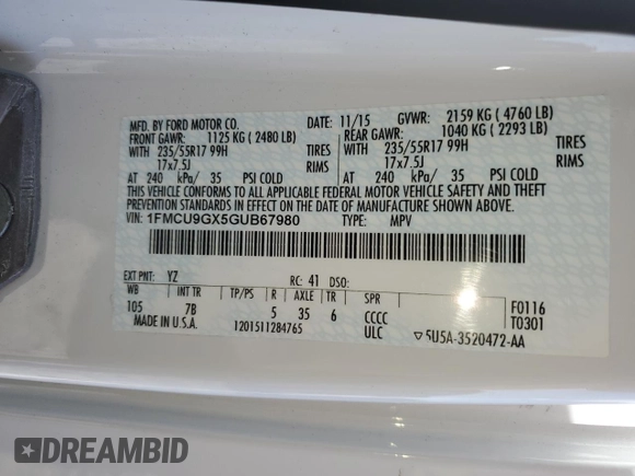2016 Ford Escape SE with VIN 1FMCU9GX5GUB67980, listed as a Copart auction lot 52713665 with 146,207 mi miles and Clean Title. Bid and sale history available at carsss.com. Image 13.