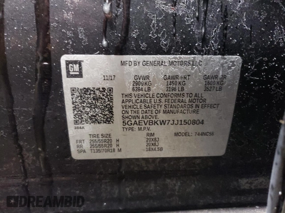 2018 Buick Enclave Premium with VIN 5GAEVBKW7JJ150804, listed as a Copart auction lot 88984715 with 91,897 mi miles and Salvage Title. Bid and sale history available at carsss.com. Image 12.