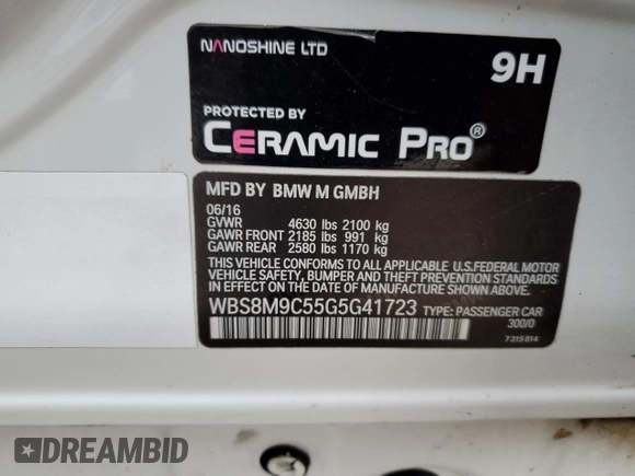 2016 BMW M3 z VIN WBS8M9C55G5G41723, wystawiony jako Copart lot #47812325 z przebiegiem 62 290 mil mil oraz Szkoda całkowita • Salvage title. Historia ofert i sprzedaży dostępna na DreamBid. Obrazek 12.
