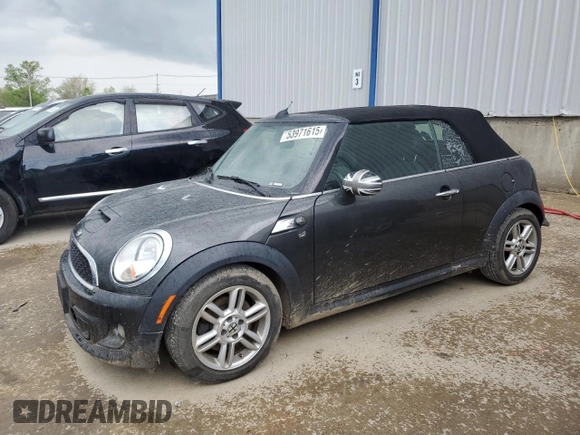 2014 MINI Convertible S with VIN WMWZP3C53ET298154, listed as a Copart auction lot 53971615 with 85,499 mi miles and Salvage title. Bid and sale history available at DreamBid. Image 1.