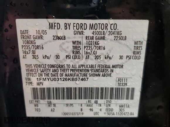 2006 Ford Escape XLT with VIN 1FMYU03126KB57467, listed as a Copart auction lot 73684684 with 224,079 mi miles and Clean Title. Bid and sale history available at carsss.com. Image 13.