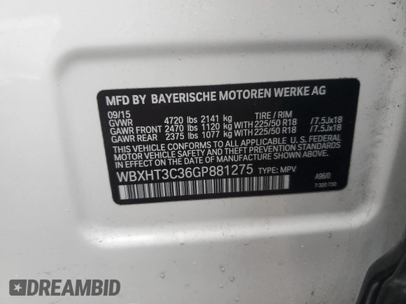2016 BMW X1 xDrive28i with VIN WBXHT3C36GP881275, listed as a Copart auction lot 49181055 with 129,469 mi miles and Salvage Title. Bid and sale history available at carsss.com. Image 13.