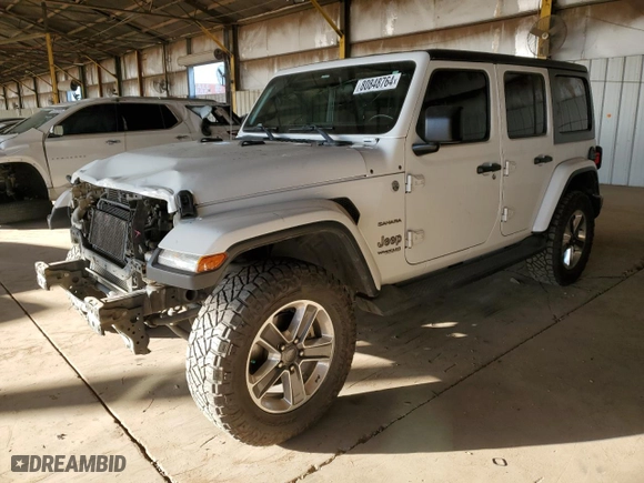 2020 Jeep Wrangler Unlimited Sahara with VIN 1C4HJXEN4LW277197, listed as a Copart auction lot 80848764 with 83,610 mi miles and Salvage Title. Bid and sale history available at carsss.com. Image 1.