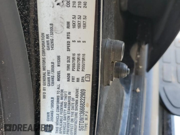 2006 Hummer H3 with VIN 5GTDN136668222909, listed as a Copart auction lot 66579684 with 200,732 mi miles and Salvage Title. Bid and sale history available at DreamBid. Image 14.