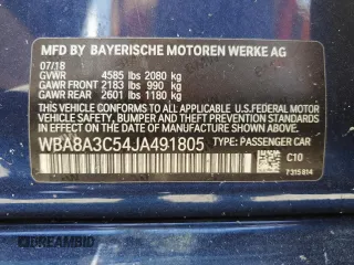 2018 BMW 3 Series 320i xDrive z VIN WBA8A3C54JA491805, wystawiony jako Copart lot #56647865 z przebiegiem 95 387 mil mil oraz Szkoda całkowita • Salvage title. Historia ofert i sprzedaży dostępna na DreamBid. Obrazek 12.