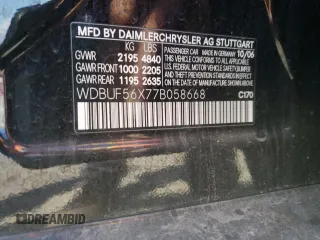 2007 Mercedes-Benz E 3.5L with VIN WDBUF56X77B058668, listed as a Copart auction lot 51712205 with 91,363 mi miles and Salvage Title. Bid and sale history available at carsss.com. Image 12.
