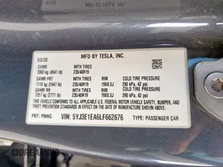 2020 Tesla Model 3 Standard Range Plus z VIN 5YJ3E1EA6LF662676, wystawiony jako Copart lot #47021855 z przebiegiem 58 834 mil mil oraz Czysty tytuł • Clean title. Historia ofert i sprzedaży dostępna na DreamBid. Obrazek 13.