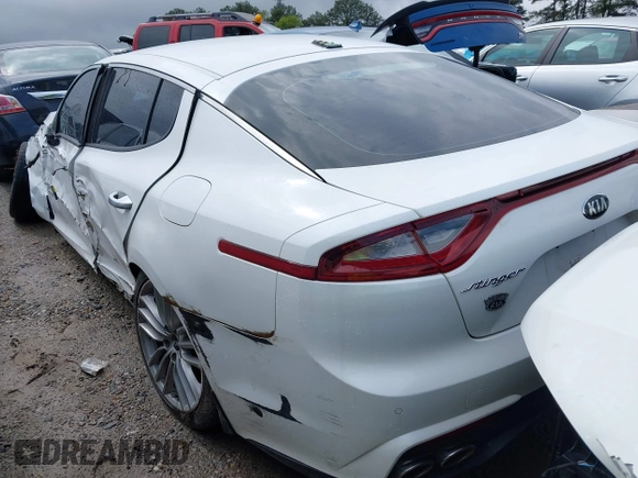2018 Kia Stinger with VIN KNAE15LA1J6029913, listed as a IAAI auction lot 41477274 with 105,479 mi miles. Bid and sale history available at carsss.com. Image 3.