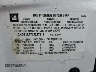 2004 Chevrolet TrailBlazer LS with VIN 1GNDT13S742327217, listed as a Copart auction lot 50155425 with 128,786 mi miles and Salvage Title. Bid and sale history available at carsss.com. Image 12.