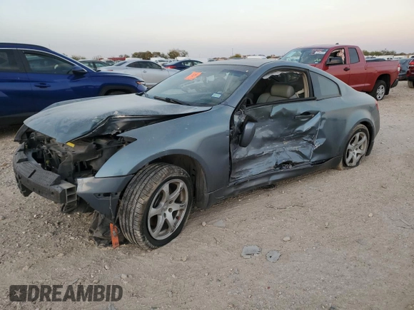 2005 Infiniti G35 Coupe with VIN JNKCV54E55M405903, listed as a Copart auction lot 82197764 with 0 mi miles and Salvage Title. Bid and sale history available at carsss.com. Image 1.