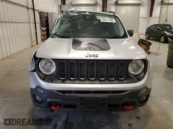 2017 Jeep Renegade Trailhawk with VIN ZACCJBCB2HPF93496, listed as a Copart auction lot 57511145 with 81,163 mi miles and Salvage title. Bid and sale history available at DreamBid. Image 5.