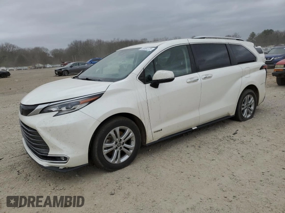 2021 Toyota Sienna Limited with VIN 5TDESKFC0MS033709, listed as a Copart auction lot 46664125 with 92,819 mi miles and Salvage Title. Bid and sale history available at DreamBid. Image 1.
