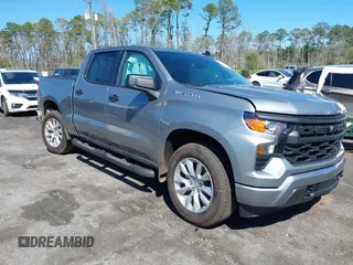 2025 Chevrolet Silverado 1500 Custom with VIN 1GCPABEK8SZ201449, listed as a IAAI auction lot 41742273 with 244 mi miles and . Bid and sale history available at DreamBid. Image 1.