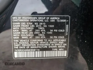 2021 Volkswagen Atlas SEL with VIN 1V2ER2CAXMC558114, listed as a Copart auction lot 55573455 with 49,296 mi miles and Salvage title. Bid and sale history available at DreamBid. Image 13.