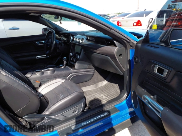 2021 Ford Mustang EcoBoost with VIN 1FA6P8TD9M5128237, listed as a IAAI auction lot 42103583 with 39,383 mi miles. Bid and sale history available at carsss.com. Image 5.