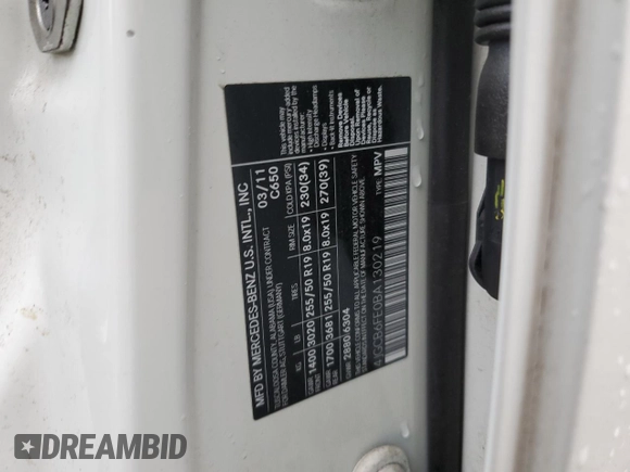 2011 Mercedes-Benz R 350 with VIN 4JGCB6FE0BA130219, listed as a Copart auction lot 51511805 with 143,250 mi miles and Salvage title. Bid and sale history available at DreamBid. Image 15.