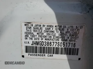 2007 Honda Fit Sport with VIN JHMGD38677S051716, listed as a Copart auction lot 69946814 with 177,070 mi miles and Salvage Title. Bid and sale history available at carsss.com. Image 12.