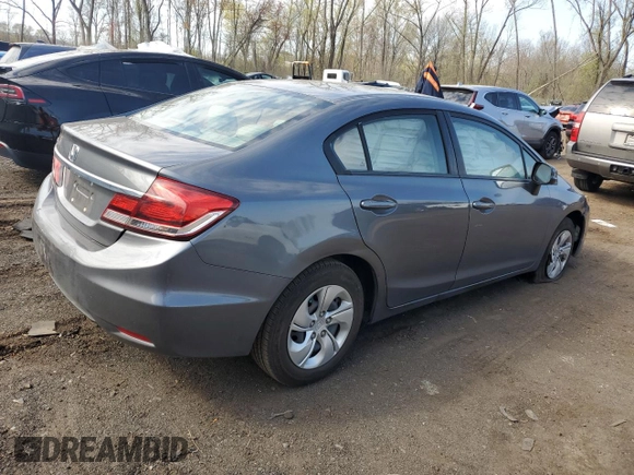 2013 Honda Civic LX with VIN 19XFB2F57DE212202, listed as a Copart auction lot 54188345 with 121,369 mi miles and Salvage Title. Bid and sale history available at DreamBid. Image 3.