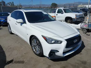 2019 Infiniti Q50 Luxe with VIN JN1EV7AP1KM541570, listed as a IAAI auction lot 42603581 with 59,583 mi miles and . Bid and sale history available at DreamBid. Image 1.