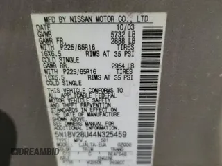 2004 Nissan Quest SE with VIN 5N1BV28U44N325459, listed as a Copart auction lot 78440064 with 162,445 mi miles and Salvage Title. Bid and sale history available at carsss.com. Image 15.
