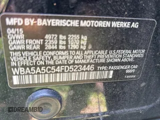 2015 BMW 5 Series 528i z VIN WBA5A5C54FD523446, wystawiony jako Copart lot #58411705 z przebiegiem 165 596 mil mil oraz Czysty tytuł • Clean title. Historia ofert i sprzedaży dostępna na DreamBid. Obrazek 10.
