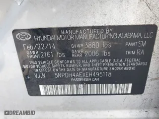 2014 Hyundai Elantra Limited with VIN 5NPDH4AEXEH495118, listed as a IAAI auction lot 40694475 with 61,127 mi miles. Bid and sale history available at carsss.com. Image 9.