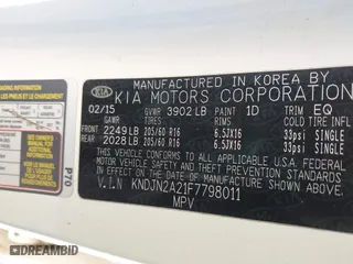 2015 Kia Soul with VIN KNDJN2A21F7798011, listed as a IAAI auction lot 41235575 with 111,402 mi miles. Bid and sale history available at carsss.com. Image 9.