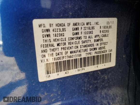 2017 Acura ILX Premium with VIN 19UDE2F77HA013189, listed as a Copart auction lot 52495955 with 100,287 mi miles and Salvage title. Bid and sale history available at DreamBid. Image 12.