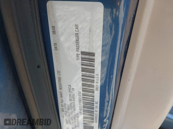 2009 Subaru Legacy Special с VIN 4S3BL616597218784, выставлен на аукционе IAAI как лот 42581923 с пробегом 175 563 миль миль и . История ставок и продаж доступна на DreamBid. Изображение 9.