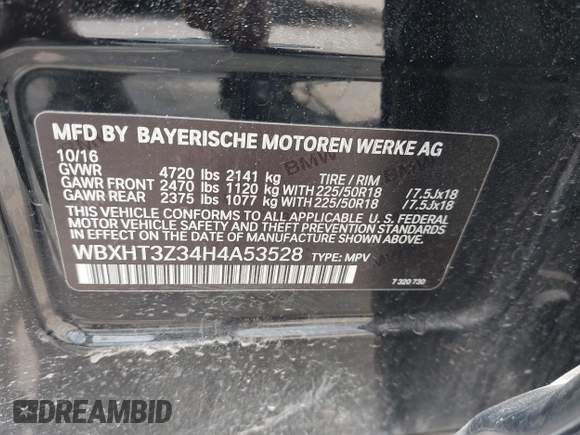 2017 BMW X1 xDrive28i with VIN WBXHT3Z34H4A53528, listed as a IAAI auction lot 42429800 with 75,986 mi miles and . Bid and sale history available at DreamBid. Image 9.
