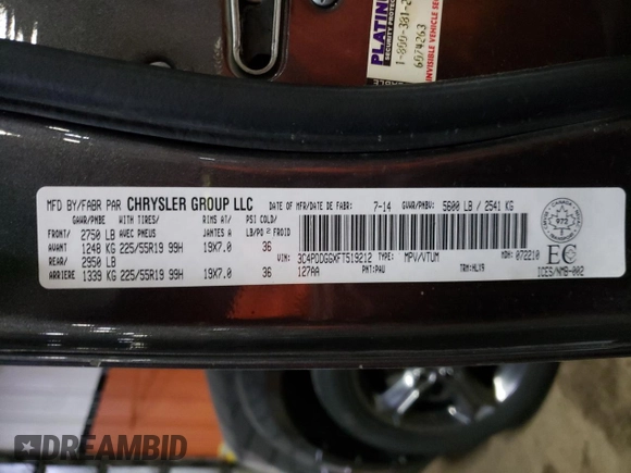 2015 Dodge Journey Crossroad z VIN 3C4PDDGGXFT519212, wystawiony jako Copart lot #46250663 z przebiegiem 128 417 mil mil oraz Szkoda całkowita • Salvage title. Historia ofert i sprzedaży dostępna na DreamBid. Obrazek 14.