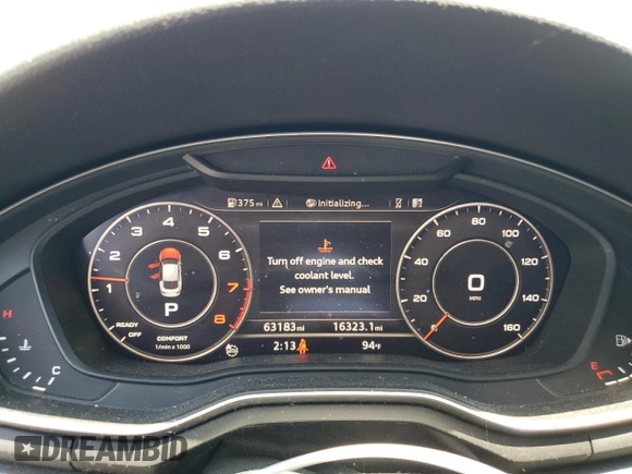 2018 Audi A5 Sportback Premium Plus with VIN WAUENCF57JA009315, listed as a Copart auction lot 58626173 with 63,183 mi miles. Bid and sale history available at carsss.com. Image 9.
