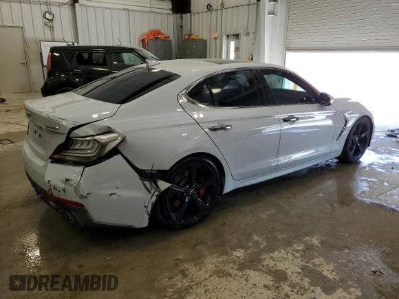 2020 Genesis G70 3.3T with VIN KMTG34LE6LU048573, listed as a Copart auction lot 67907884 with 63,531 mi miles and Salvage Title. Bid and sale history available at carsss.com. Image 3.