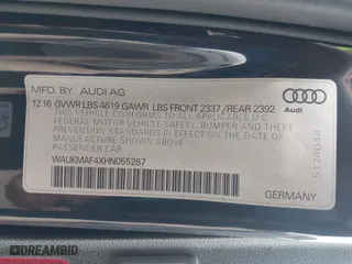 2017 Audi A4 Season of Audi ultra Premium with VIN WAUKMAF4XHN055287, listed as a IAAI auction lot 41539840 with 84,084 mi miles. Bid and sale history available at carsss.com. Image 9.