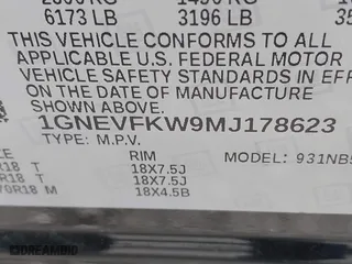 2021 Chevrolet Traverse LS with VIN 1GNEVFKW9MJ178623, listed as a IAAI auction lot 41710477 with 58,625 mi miles. Bid and sale history available at carsss.com. Image 9.